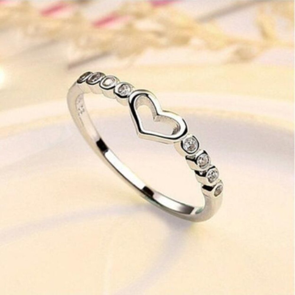🔥 Super Lovely Heart Sweet Many Tiny Zircon Filled Silver Ring for Women,VIP458